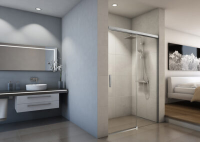 Moderne Duschanlage in einem hellen Badezimmer